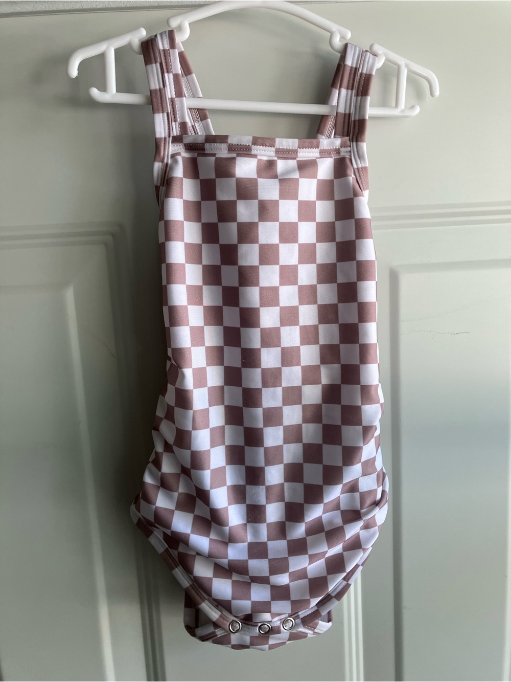 Orcas Lucille brown cream checker swim suit 2T